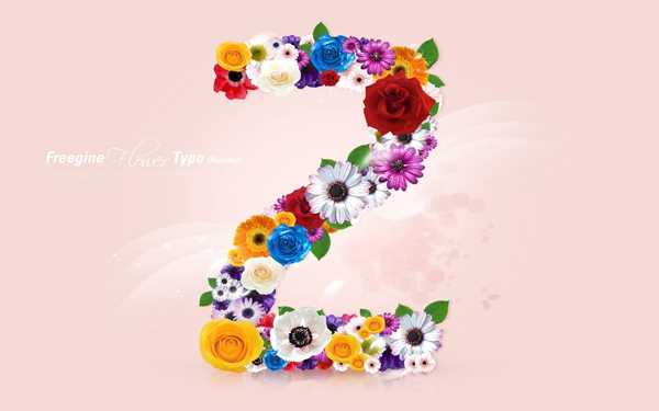 唯美创意鲜花花朵数字 小清新数字背景图片